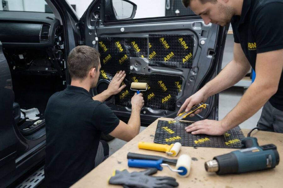 How does the density of the butyl mat affect the effectiveness of low-frequency damping? abm-42